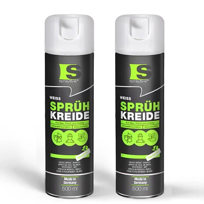 Spraytive 2x 500ml Sprühkreide Farbe weiß Kreidespray Markierungsspray Farbspray - Bild 1 von 4