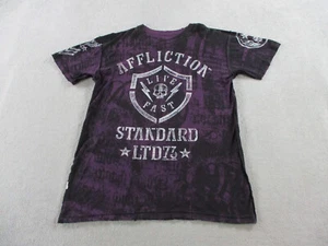 Affliction Shirt Mens XL Purple Reversible Skull Y2K Grunge Print Lost Souls - Picture 1 of 10