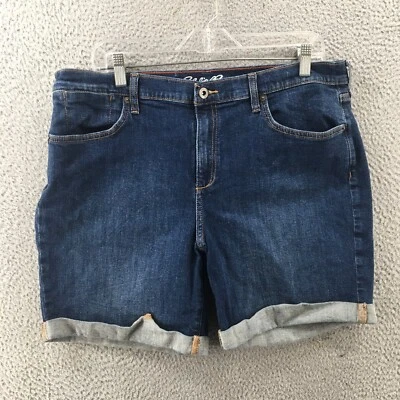 Женские шорты-бермуды Eddie Bauer 12 (фактические 36x6,5) синие джинсовые с манжетами на молнии Fly - Изображение 1 из 4