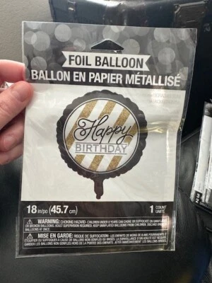 Black and Gold Happy Birthday Foil Balloon 18" Birthday Party Decoration New!!! - Image 1 of 2