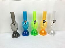 Acrylic 6 3/4" Inch Tall SKULL Face Traveler WATER PIPE BONG Built In Grinder
