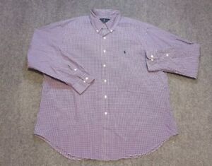 Ralph Lauren Shirt Mens 18-34/35 Purple Check Long Sleeve Men Cotton 