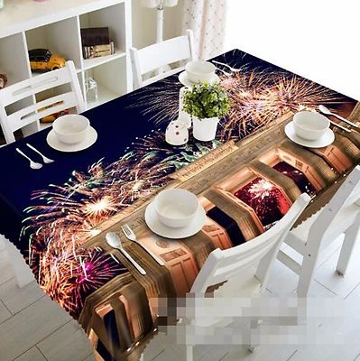 3D Fireworks Tablecloth Table Cover Cloth Birthday Party AJ WALLPAPER UK Lemon - Image 1 of 4