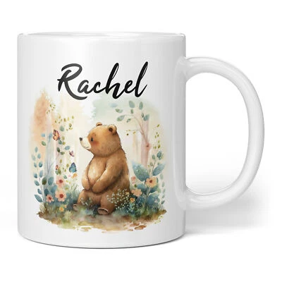 MUG PIXIE Bear Mug - Personalized Woodland Forest Butterfly Ceramic Cup, Custom Name Gift