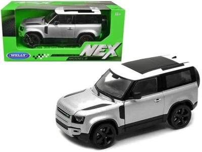 1/24 - 1/26 Welly 2020 Land Rover Defender SUV Diecast Metallic Silver 24110 Sil - Image 1 of 2