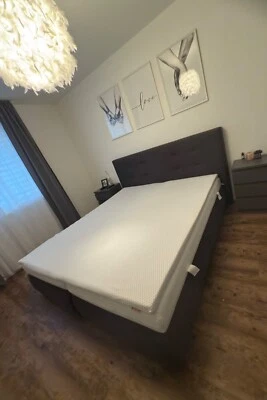 Anthrazit Boxspringbett 180x200 mit Matratzen - Bild 1 von 4