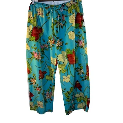 Natori Private Luxuries XL Pajama Lounge Crop Wide Leg Pants  Tropical Floral - Image 1 of 4