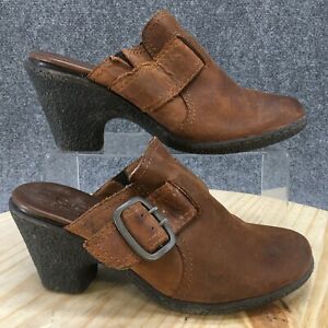 Boc Born Concept Clogs Womens 8 Mule Block Heels Brown Leather Comfort BC0406