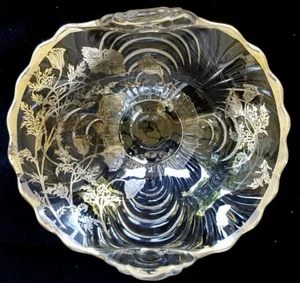 Vintage Sterling Silver Overlay Glass Candy Dish - Picture 1 of 7