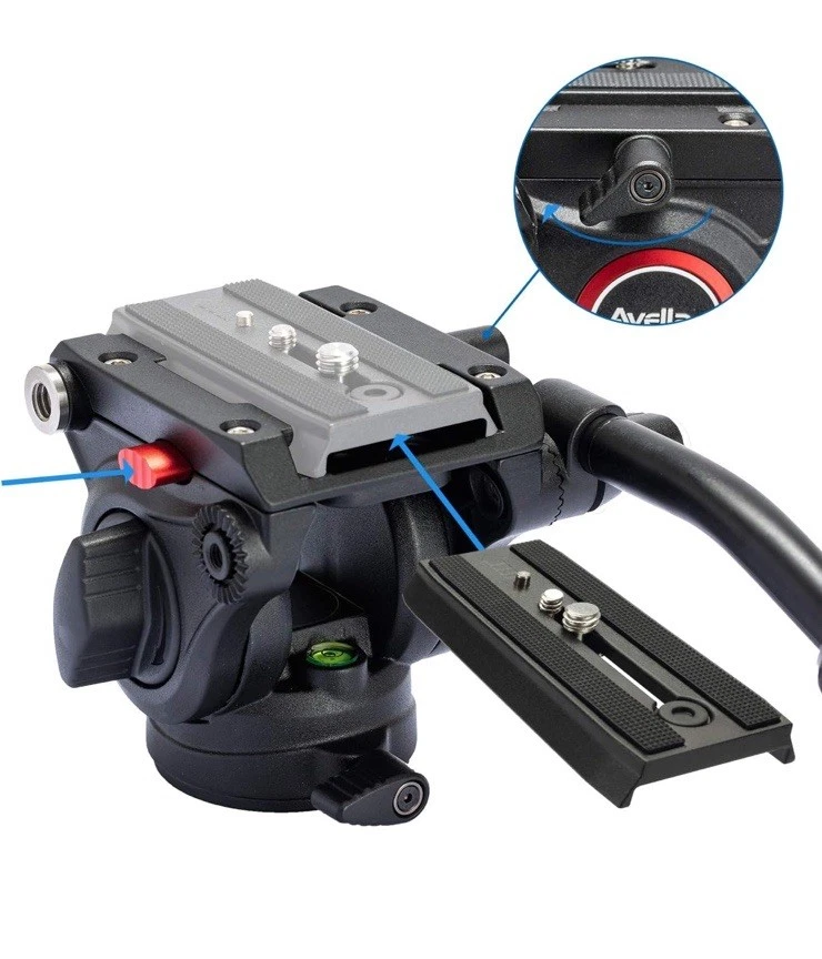 Avella Video Tripod Fluid Head with Quick Release Plate Lightweight V501