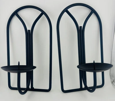 Pair Of Wrought Iron Wall Sconces For Candle With Post 10.25"x5.5"x4.5" - Image 1 of 4