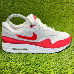 Nike Air Max 1 GS Boys Size 7Y Red White Gray Athletic Running Shoes Sneakers - Picture 1 of 11