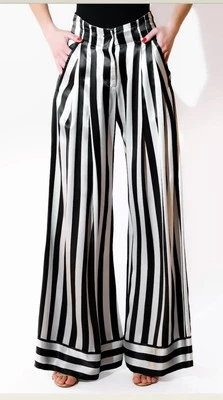 Pantalón de seda Ann Demeulemeester a rayas pierna ancha talla 36 Foto 1 de 4