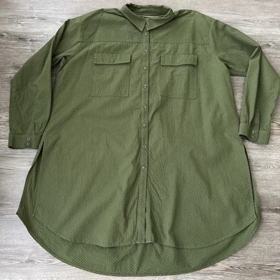 Maeve Waffle Texture Tunic Shirt Dress Green Womens Large - Image 1 of 4