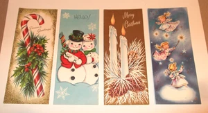 4 pz vintage. Set Biglietti Auguri Natalizi Mid-Century Alto 8" Sottile Carino Pupazzo di Neve - Foto 1 di 7