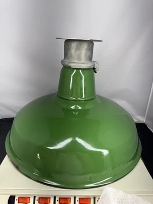 Vintage Goodrich 14" Porcelain Green Barn Industrial Warehouse Light Enamel - Image 1 of 4