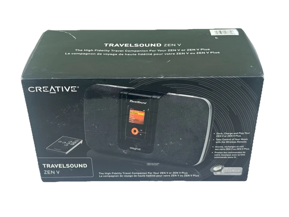 Creative TravelSound ZEN V MP3 Player Docking Station Portable Speaker & Remote - Image 1 of 4