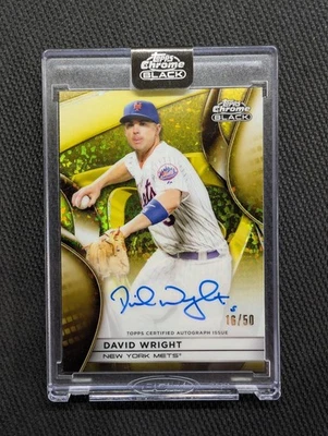 2025 Topps Chrome Black David Wright Gold Refractor Auto /50 NY Mets #CBA-DW - Image 1 of 2