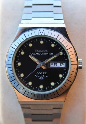 BULOVA Oceanographer 666 Vintage NOS 1978 – Rare Quartz Accuset 242 + 2nd mov - Immagine 1 di 4