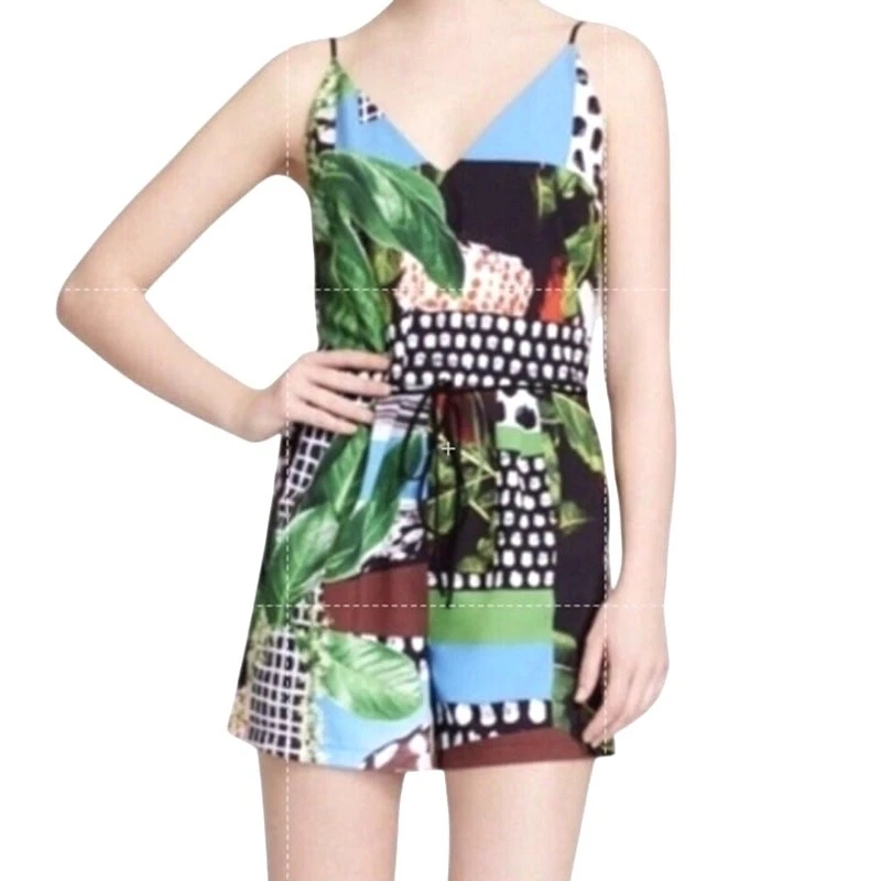 Vestido Mameluco Clover Canyon Mixto Estampado Tropical Talla L Resort Vaca Beach Nuevo con Etiquetas Foto 1 de 4