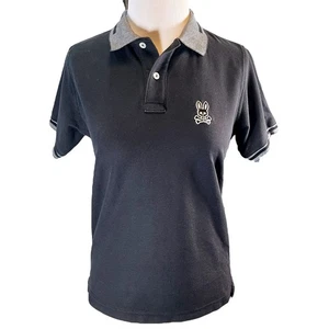 Polo Psycho Bunny Pima cotone teschio coniglietto logo nero grigio bordo piccolo - Foto 1 di 5