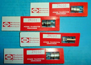 4 CBS Germanium Power Transistors in Original Package 2N101 2N102 - Picture 1 of 3