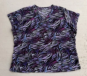 Butter-Soft Scrub Top Purple Waves Women’s Plus Size 3X Short Sleeve - Picture 1 of 3