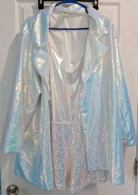 Shortall e jaqueta A Wish Come True 2 peças folha lantejoulas iridescentes tamanho XXLA - Imagem 1 de 4