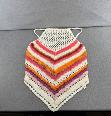 Топ вязаный крючком American Eagle женский размер M розовый оранжевый с бретелью через шею фестиваль богемное - Изображение 1 из 4