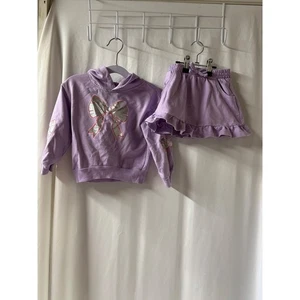 Kids Lavender Hoodie Sweatshirt & Skirt Set Bow Applique Size 3T Girls - Picture 1 of 6