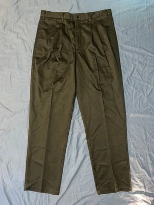 Pantalones chinos Cherokee para hombre verdes plisados caqui 36x33,5 algodón tiro alto  Foto 1 de 4