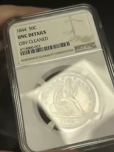 1844 50c Seated Liberty Half Dollar NGC UNCIRCULATED - Picture 1 of 4