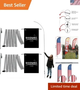 Kit de poste de bandera de plumas de 13 pies con estaca giratoria - resistente al viento 40 MPH, paquete de 2 - Imagen 1 de 8