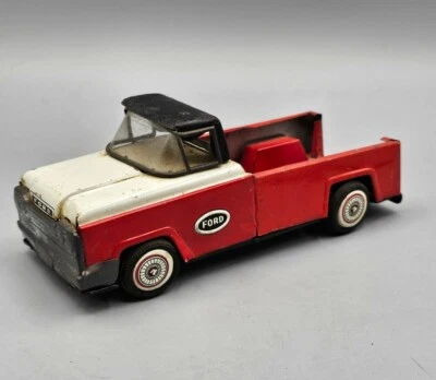 VINTAGE Linemar 6.25" 1958 Ford Tin Friction Toy Red & White Truck - JAPAN - Image 1 of 4