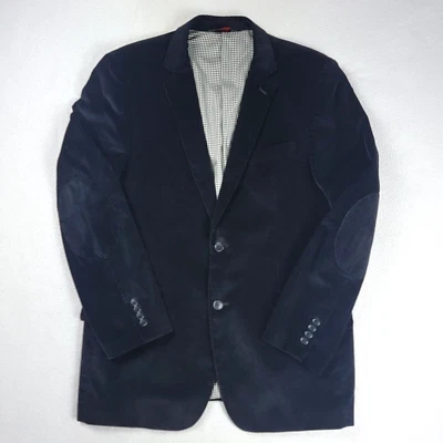 Linea Uomo Corduroy Blazer Men's Size 44L Black Velour 2 Button Sports Coat - Image 1 of 4