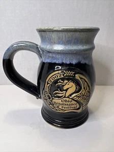 Ohio Renaissance Festival Keramikbecher 2002 schwarz & blau Tropfglasur - Bild 1 von 8