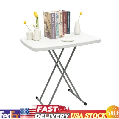 Indoor Single Folding Table Rectangular White Snack Desk Laptop Tray Table - Image 1 of 4