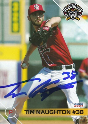 Tim Naughton Signed IP 2024 Erie Seawolves Card #9 Detroit Tigers! - Image 1 of 2