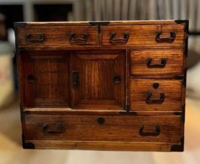 Antiguo cofre pequeño japonés Showa retro JIDAI-TANSU W60,5 cm antigüedades Foto 1 de 4