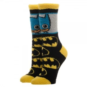 Batman Fuzzy Cozy Soft Women's Socks DC Comics Bat Logo Gift Warm Cute 9-11 5-10 - Picture 1 of 2