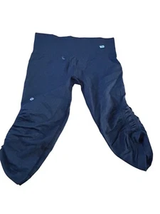 Lululemon Womens Black Cropped Leggings With Ruched Sides Size 8 - Picture 1 of 9