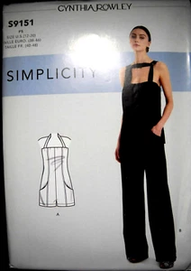 Mono y mameluco Simplicity 9151 Misses talla 12-20 patrón de costura - Imagen 1 de 2
