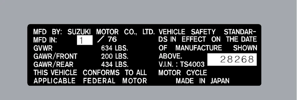 ETIQUETA DE TUBO DE DIRECCIÓN SUZUKI TS400 / CALCOMANÍA REPRO Foto 1 de 1