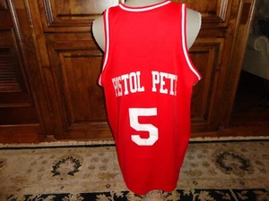 Camiseta deportiva vintage retro roja cosida 5 pistolas Pete Maravich Daniel HS 52 juego legendario - Imagen 1 de 9