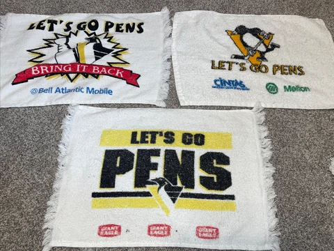 3 Vintage Pittsburgh Penguins Rally Towels Stanley Cup Robo Logo Bring Back Cover