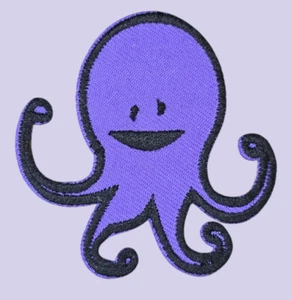PÚRPURA SONRIENTE PULPO CALAMAR MARINO ANIMAL MARINO OCÉANO AVENTURA HIERRO EN PARCHE - Imagen 1 de 4