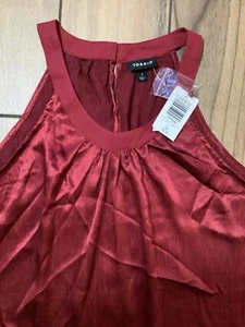Torrid Women's Size 1 (14-16) Sleeveless Top Halter Neck in Garnet Red Satin - Picture 1 of 7