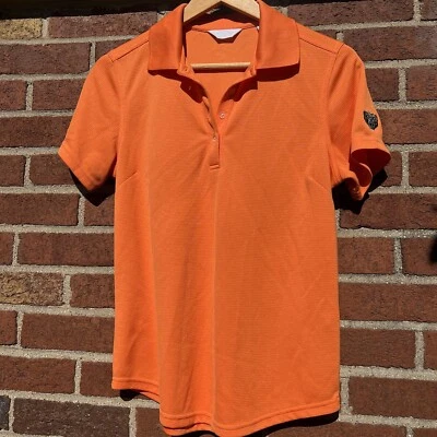 Camisa polo de golf Callaway para mujer manga corta naranja talla mediana logotipo Oakland Unv Foto 1 de 4