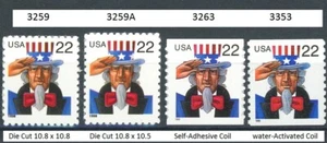 Uncle Sam Specialized Set of ALL 4 Types Scott's 3259 3259A 3263 & 3353 MNH - Picture 1 of 2