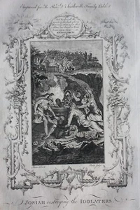 Original antiker Druck JOSIA DESTROYING THE GIDOLATERS, Southwell's Bible 1774 - Bild 1 von 3